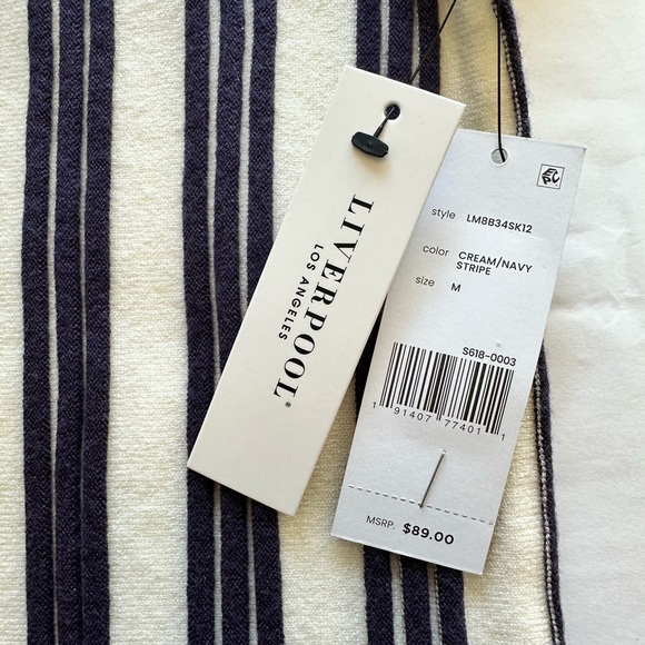 Liverpool NWT Boat Neck Dolman Sweater Navy/Cream Stripe Size M - Picture 6 of 7